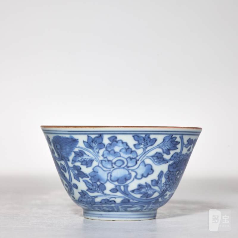 明晚期 青花花卉纹杯 - 图3